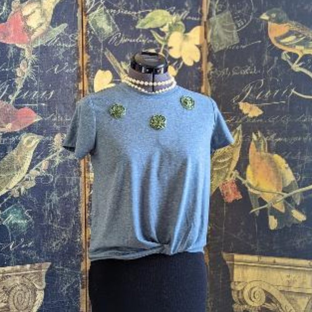 Macy's Hippy Rose Knit Tee - Color Teal Shadow - S - Enhanced by Enchantika